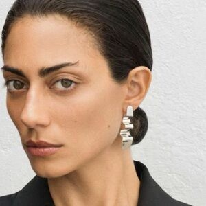 Agmes Small Mira Sterling Sliver .925 Drop Statement Earrings